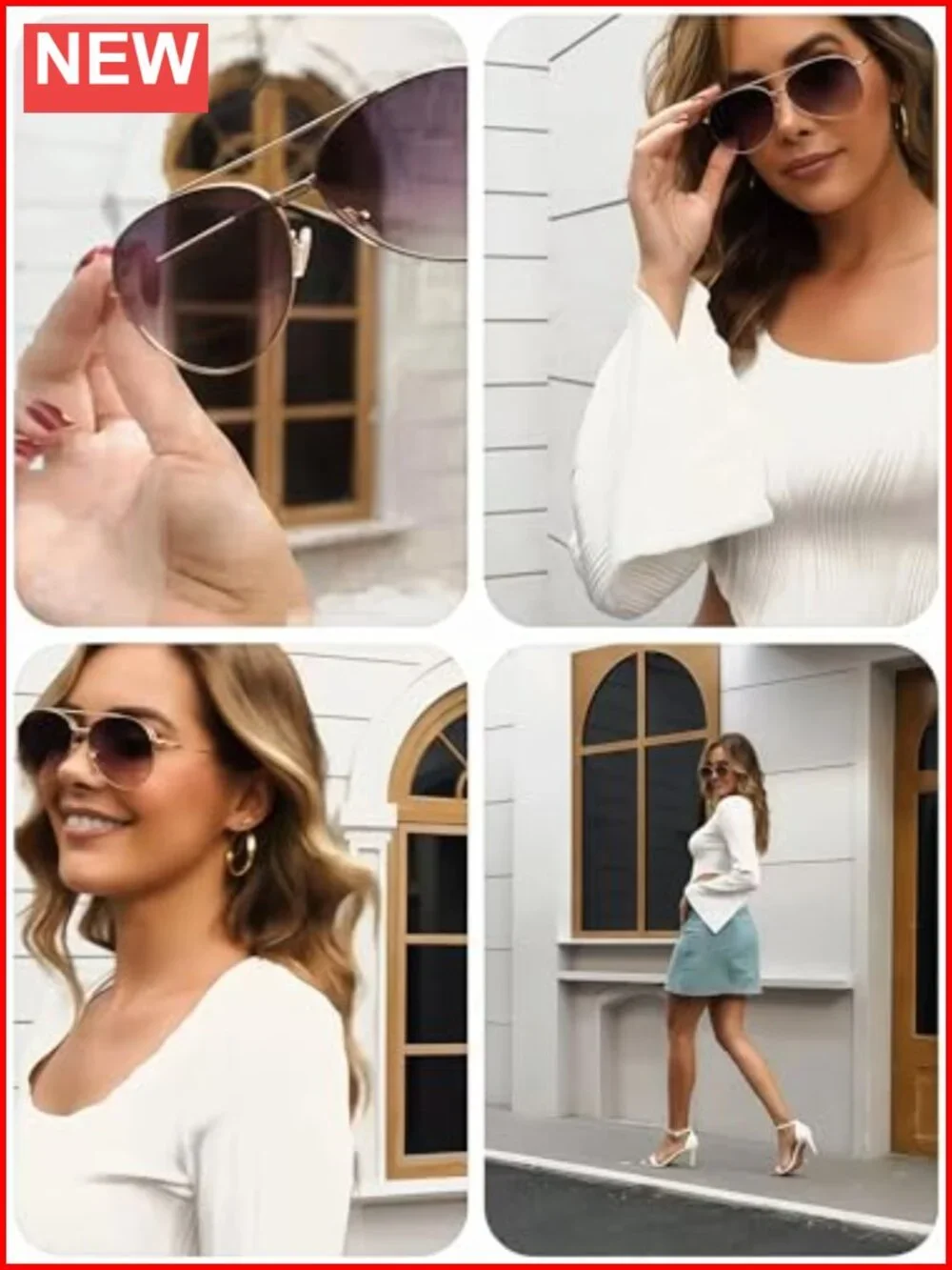Oversized Aviator Sunglasses UV400 Gradient Lens Metal Frame Retro Shades